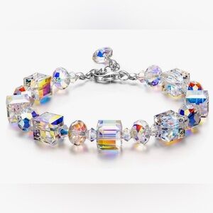 Clear crystal bracelet with sterling silver clasp Swarovski style
